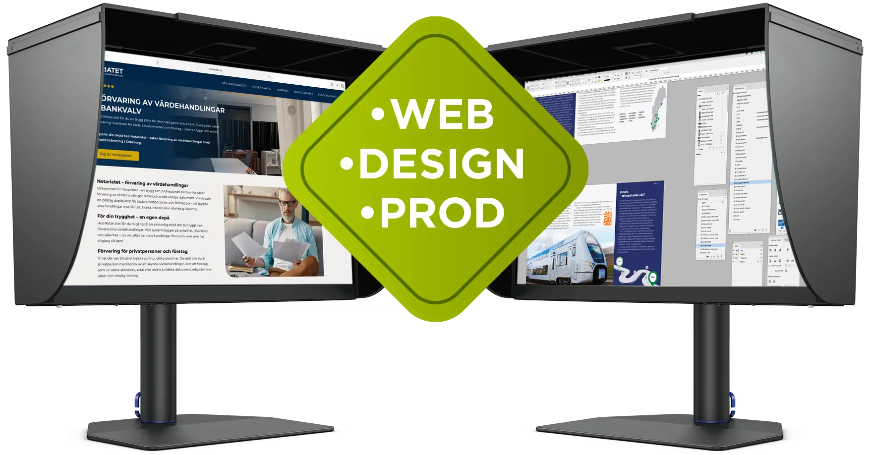 Web, design och prod. Skärmar från Text & Grafik